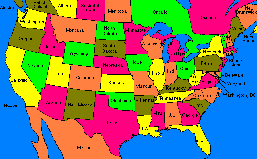 United States Map With States Full Names